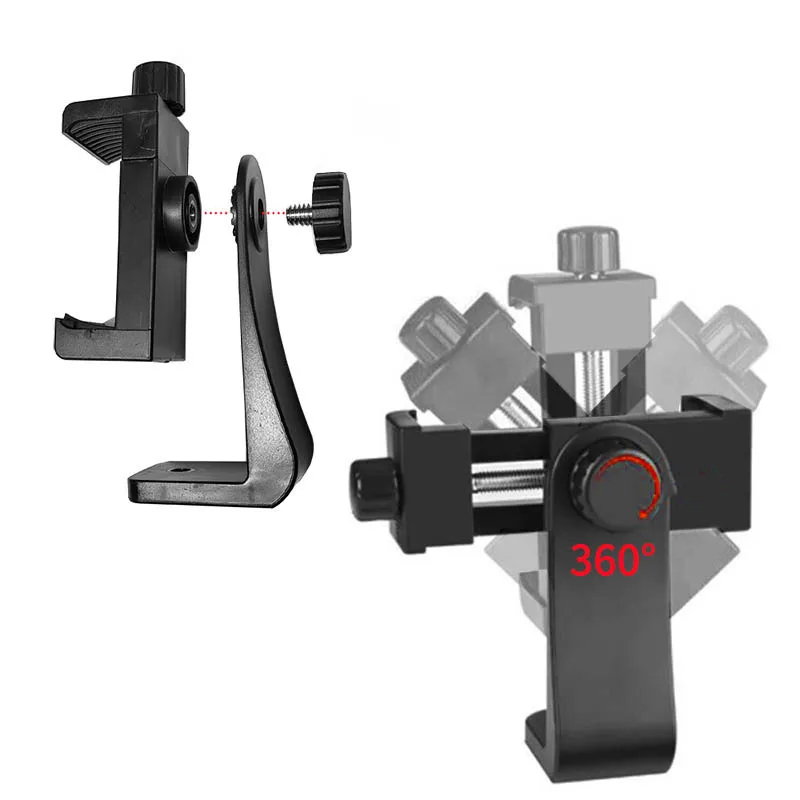 Clip Universal para teléfono móvil de 360 grados, Compatible con soporte para trípode iphone con tornillo de 1/4, adaptador para trípode de escritorio
