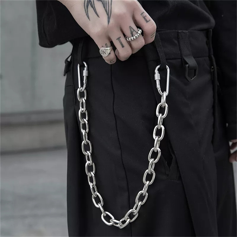 Punk Waist Belt Silver Trousers Chain for Men Jeans Belt Chain for Pants Cool Metal Rock Chain Hiphop Summer Jewelry Man