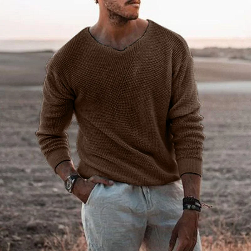 Europäische und amerikanische Mode Herren Strickpullover Lässiger lockerer Pullover V-Ausschnitt Langarm Pullover Pullover Plus Size Jacke