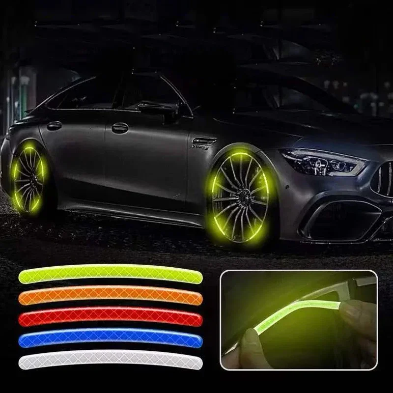 反射車ホイールタイヤ警告ステッカー、夜蛍光ペースト、創造的な個性装飾車ステッカー、20個