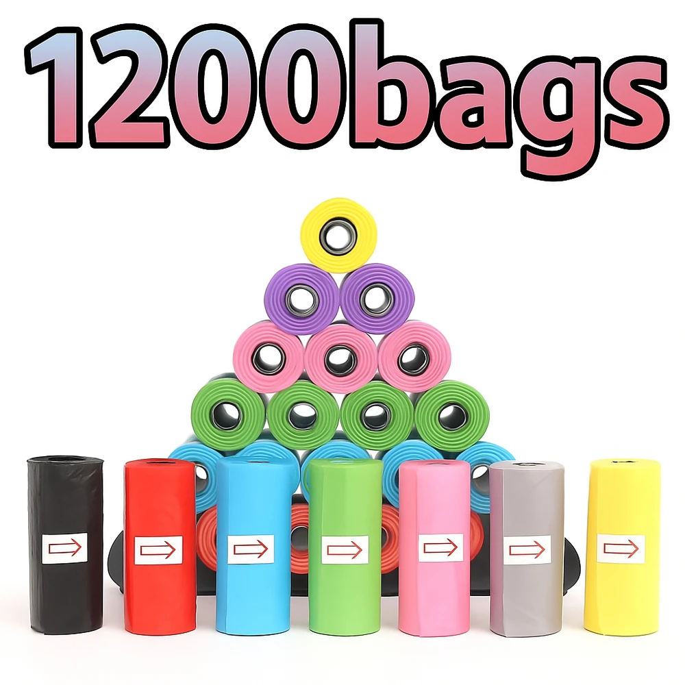 Bolsas para excrementos de perro con estampado de pata de dibujos animados de Color aleatorio, bolsas para excrementos de mascotas, bolsas para residuos de perros a prueba de fugas, suministros para mascotas