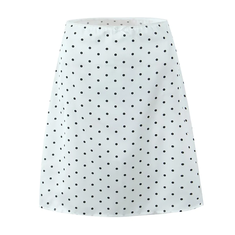 YENKYE 2025 mujeres Vintage negro blanco lunares A-line hasta la rodilla falda Sexy cintura baja vacaciones verano faldas