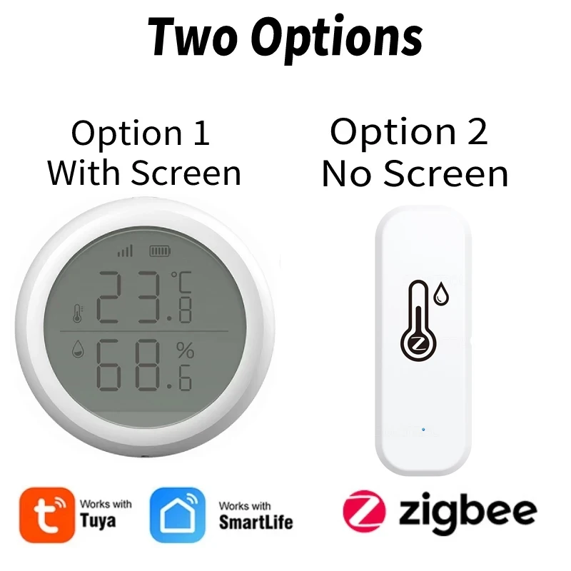 Sensor inteligente de temperatura y humedad Tuya ZigBee3.0, Control por aplicación Smart Life, Detector de humedad interior, funciona con ZigBee Hub