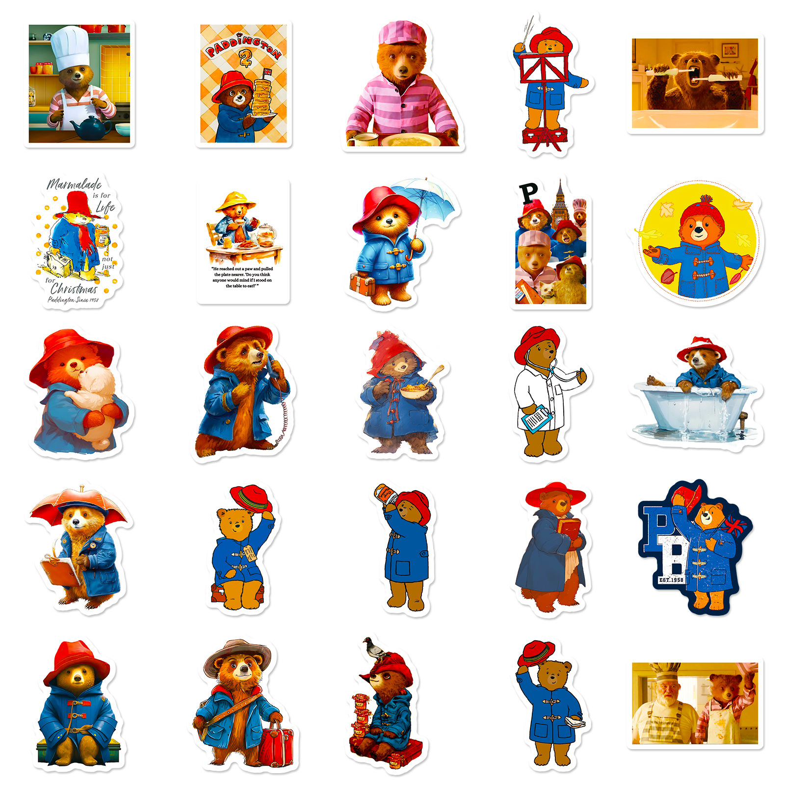 10/30/50PCS Paddington Jam Bear Cartoon Sticker DIY Phone Laptop Luggage Skateboard Graffiti Decals Fun for Kid Gift