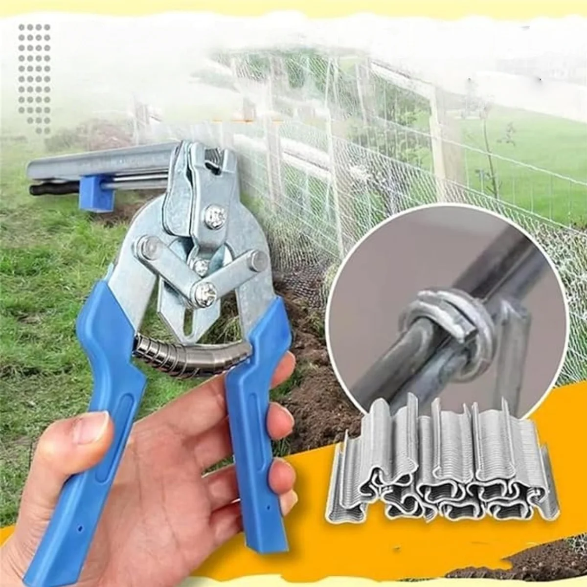 Kit de alicates de anel de porco com 600 clipes tipo m, para reparo de esgrima, kit de gaiolas de animais, estofamento e trilhos de fio, ferramentas manuais
