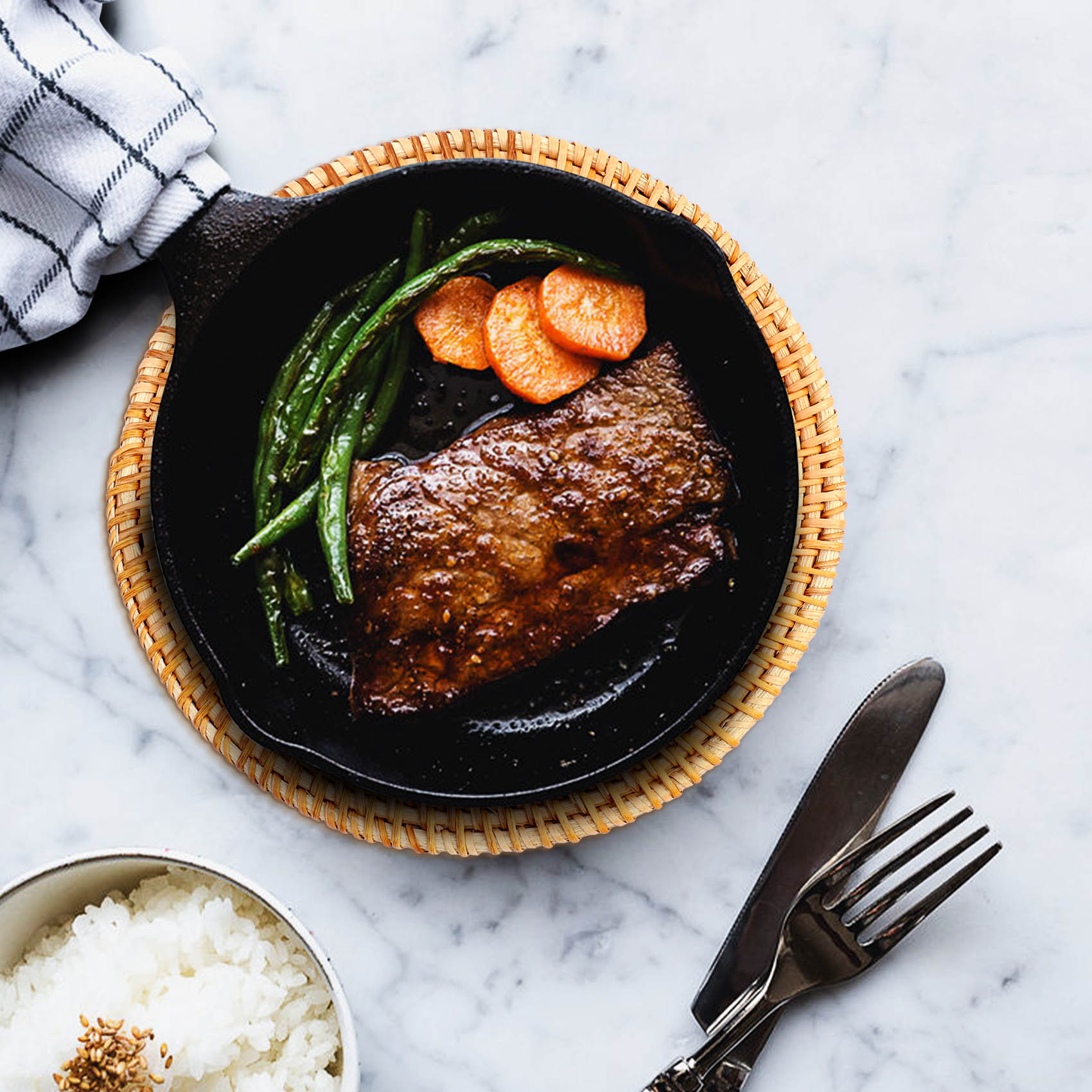 ホットディッシュ用籐トリベット、テーブル用ポットホルダー、キッチン用ヒートマット、断熱ホットパッド、4個