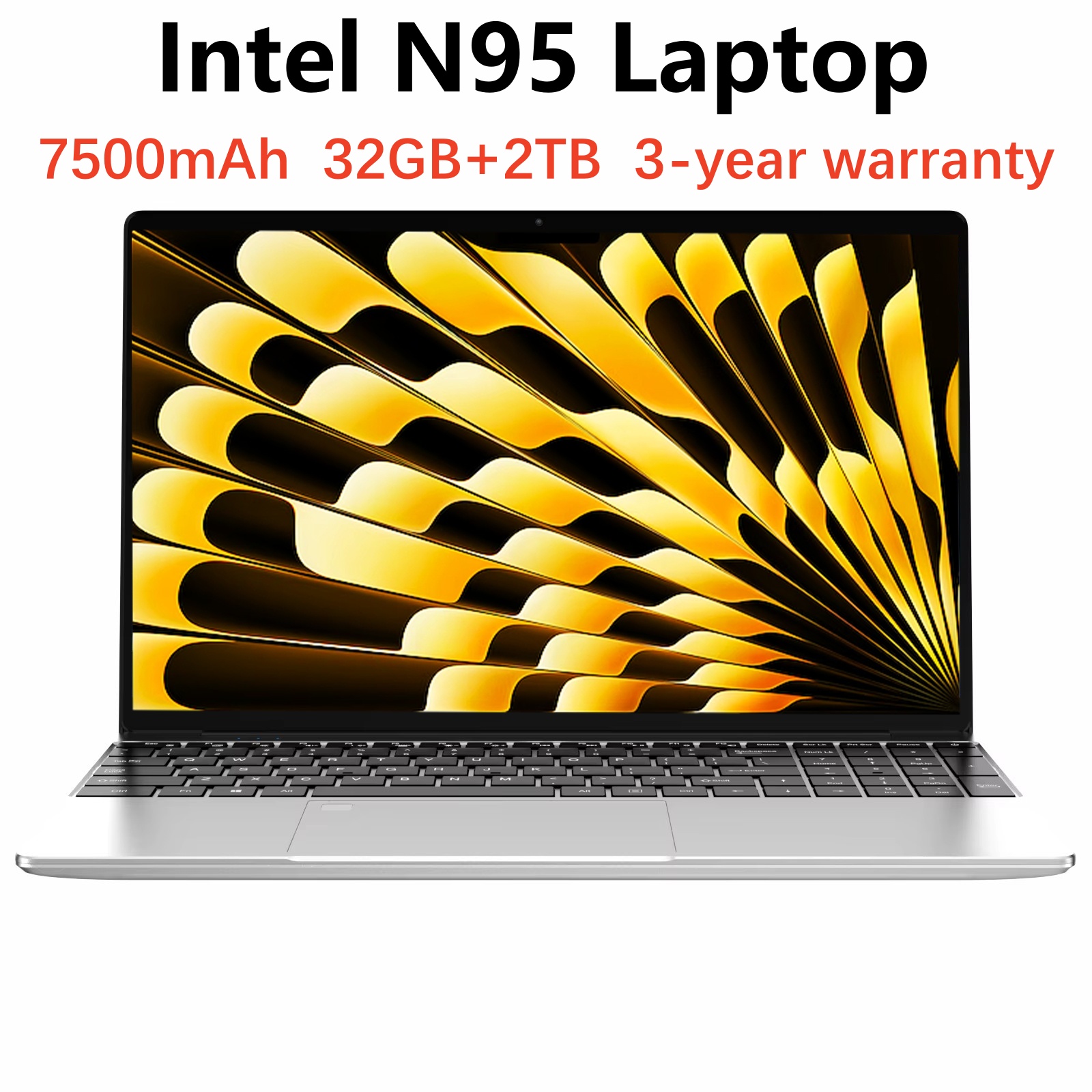 7500mAh Large Battery 15.6" Laptop Intel N95 32GB 2048GB Windows 11 Pro Wifi 5 Office Notebook Gamer Computer Fingerprint Unlock