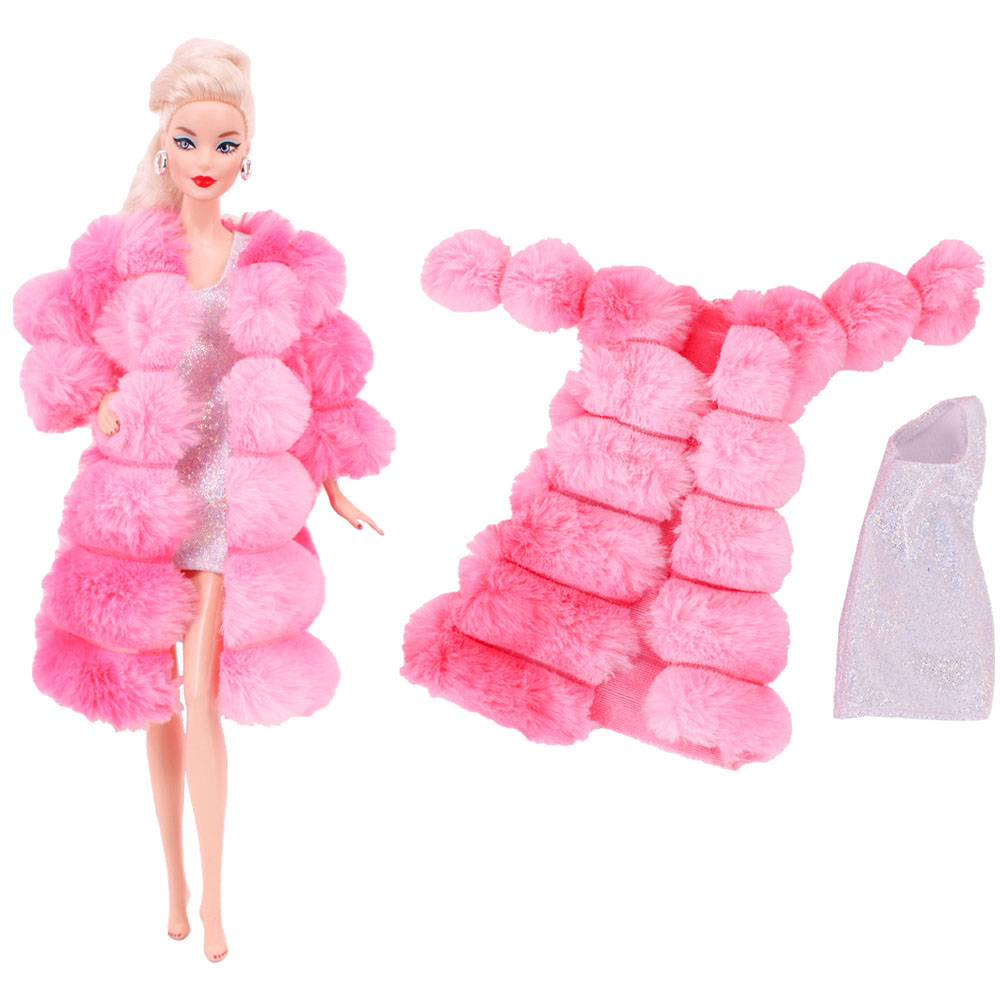 4 ピース/セット毛皮のベストコート + ドレス/カジュアル衣装 30 センチメートル 11.8 インチ人形服アクセサリーぬいぐるみジャケットセレブ、子供のギフト