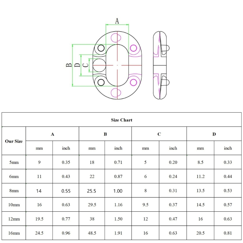 1 pieza eslabón cadena anclas barco, conector eslabón cadena calidad acero 316 24BD