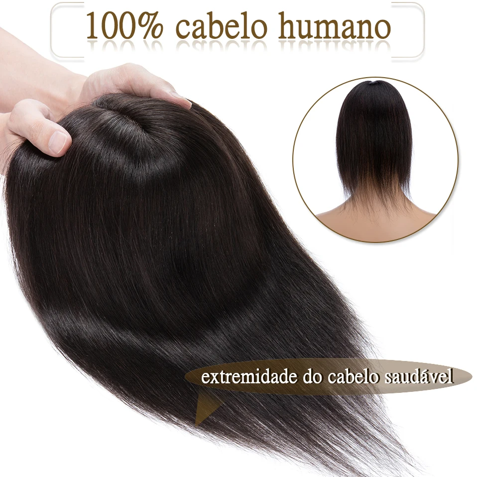 S-noilite toppers de cabelo 7x13cm, grampo de cabelo feminino, peruca de cabelo natural 100% cabelo humano para mulheres, base de seda, clipe de extensão de cabelo