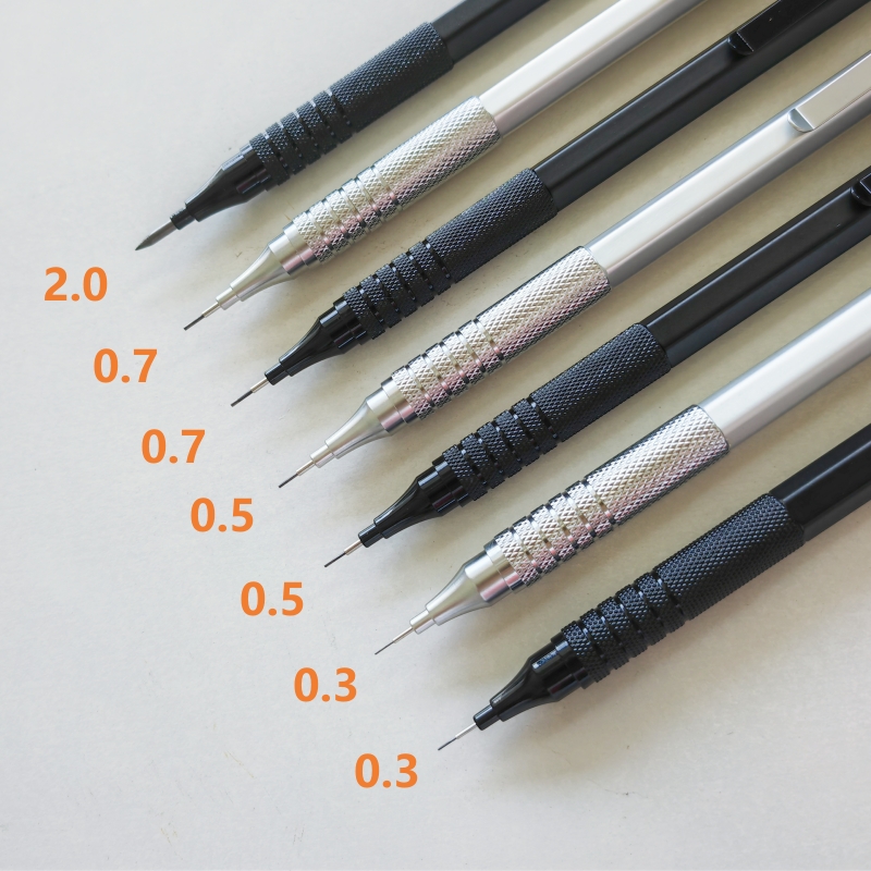 0.3/0.5/0.7/2.0mm Mechanical Pencil Low Center of Gravity Metal Drawing Special Pencil Office School Writing Art Supplies