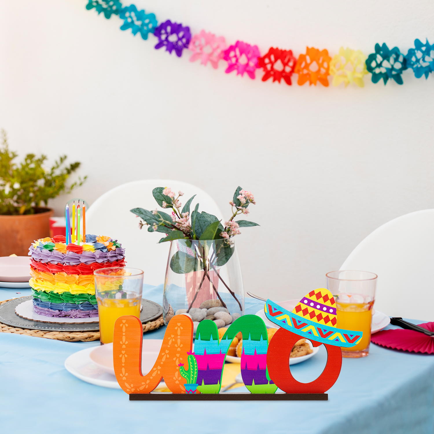 装飾用木製デスクトップセンターピース、メキシコフェスティバル、1枚の写真装飾、1歳の誕生日パーティー用の小道具ディスプレイ、卓上装飾、ベビーシャワー