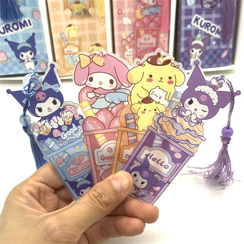 4pcs Sanrio Bookmarks for Books Kuromi Tassel Melody Cinnamoroll Cartoon Cute Children Girls Elementary School Supplies Gift