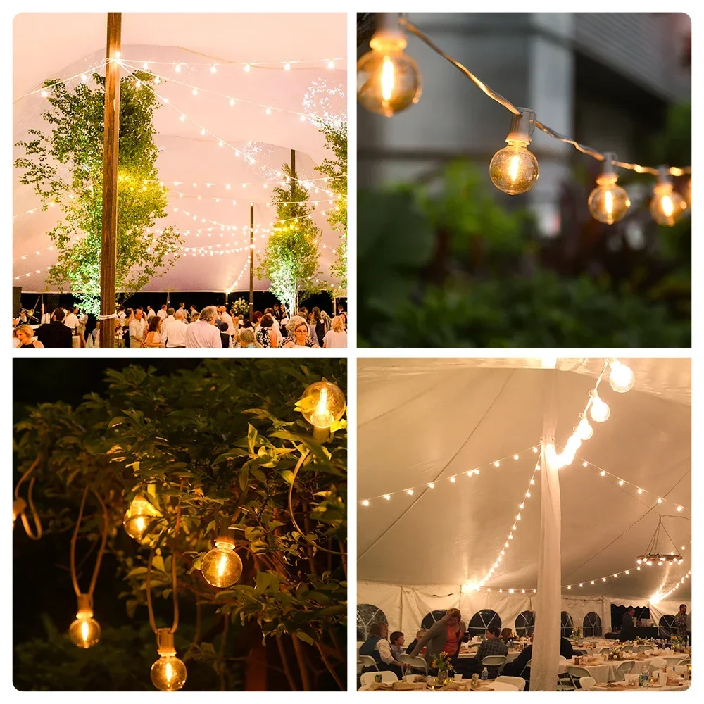 30M 15M Fee String Licht G40 LED Ball Girlande Lichter Anschließbare Hochzeit Licht String Dekoration Für Hinterhof garten Party