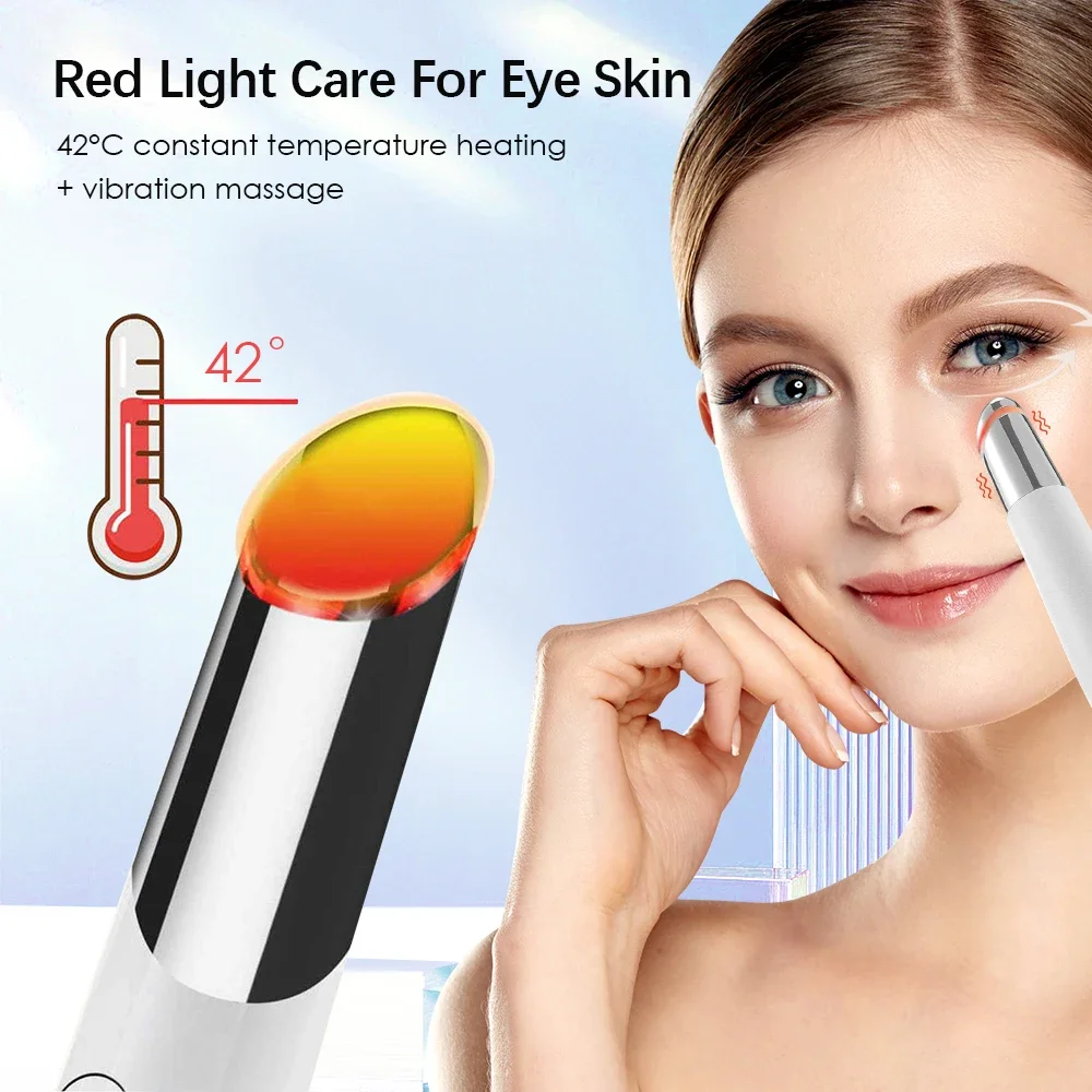 Nowy masażer do oczu IPL z wibracjami przeciw cieniom pod oczami Niebieskie światło przeciwzmarszczkowe Pióro do masażu oczu Gorący kompres Urządzenie do pielęgnacji urody oczu