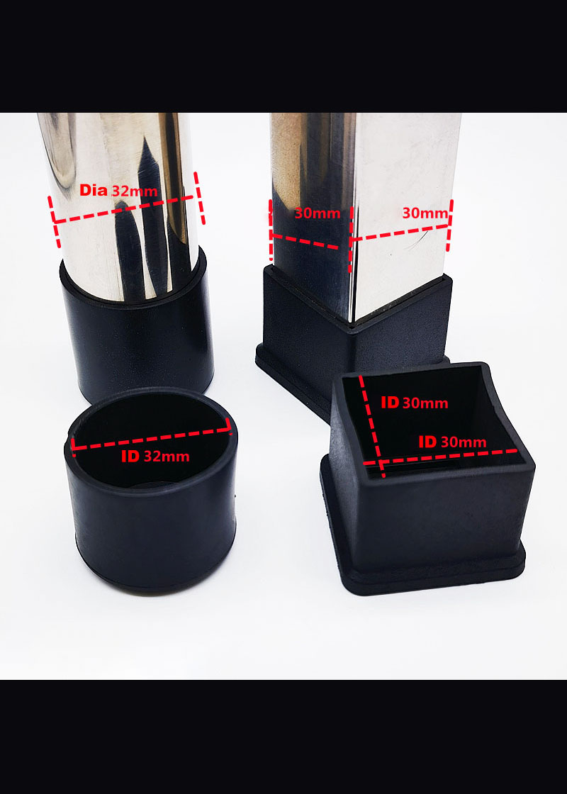 4pcs 6/8/10/12/14/16/19/20-120mm Round Black PVC Soft Rubber Pipe Sleeve Tube Cap Table Chair Foot Non-slip Pad Protective Cover