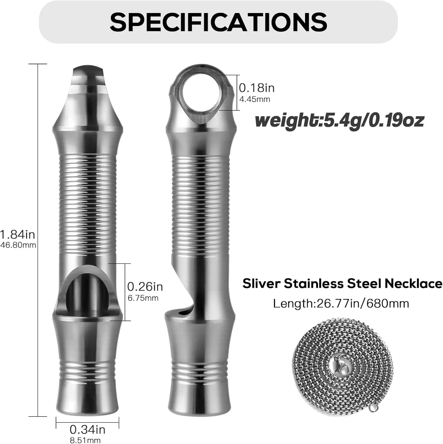 ไทเทเนียมนกหวีดฉุกเฉิน,EDC นกหวีดความปลอดภัยสร้อยคอ Loud ได้ถึง 120db,Survival Whistles สําหรับ Survival,เดินป่า,ตั้งแคมป์,สัตว์เลี้ยง Trai
