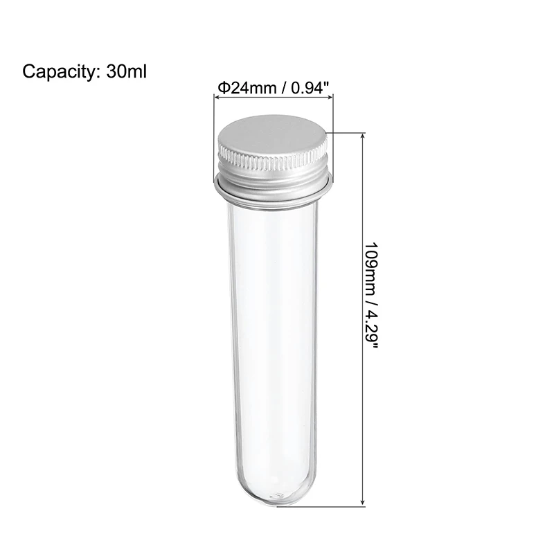Provette in plastica trasparente da 20 pezzi Bottiglie di plastica piccole da 30 ml