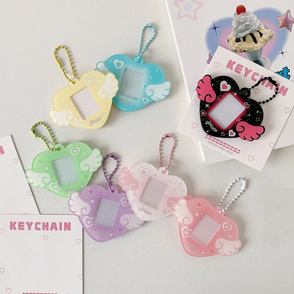Photo Keychain Holder Y2K Key Chain Charm Accessories DIY Picture Photo Frame Key Rings Mini Photo Album Keychain Kpop Things