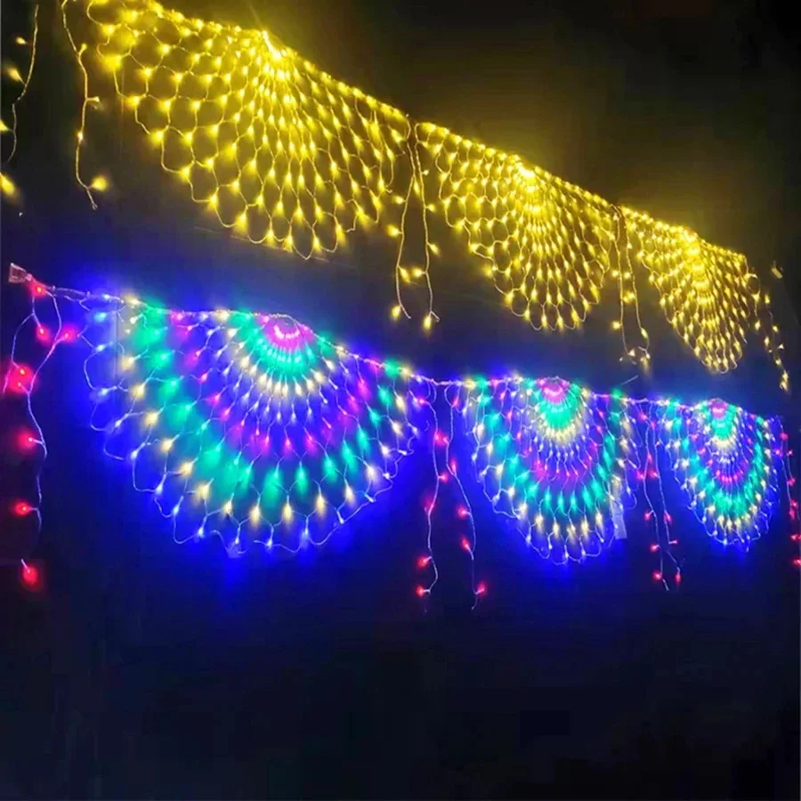 Enchufe UE/EE. UU. 3M 3 Pavo Real LED Luz de red Luz de malla para exteriores cortina de ventana telón de fondo pared Navidad Año nuevo guirnalda de luces de hadas