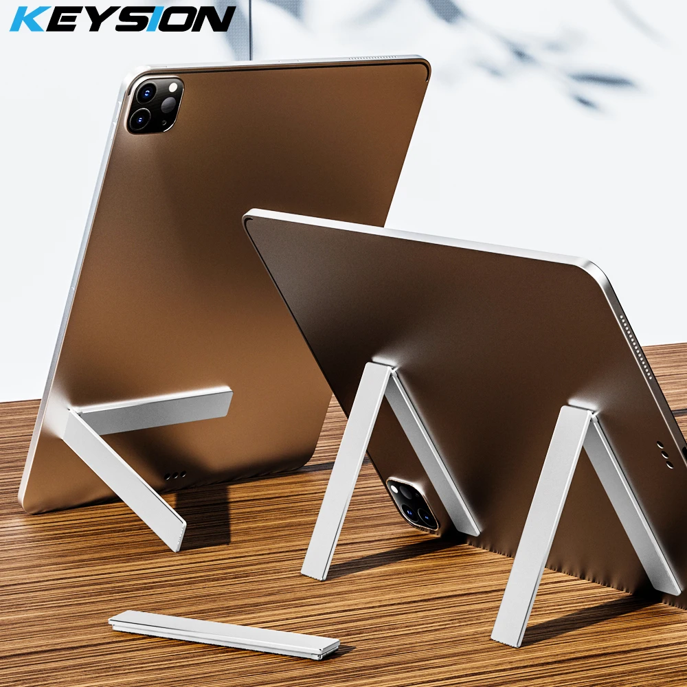 KEYSION Durable Mini soporte para tableta en forma de L soporte de placa de aleación de aluminio plegable soporte de mesa para iPad Huawei Samsung Pad