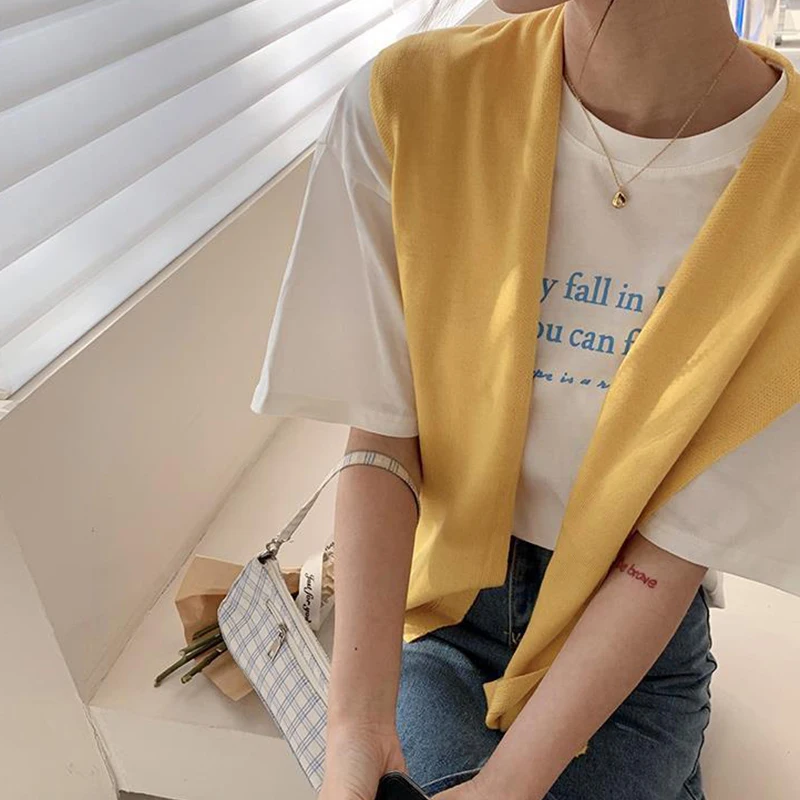 Chal de punto coreano para mujer, cuello falso, protector de cuello, capa anudada fina, bufanda de hombro, aire acondicionado, Verano