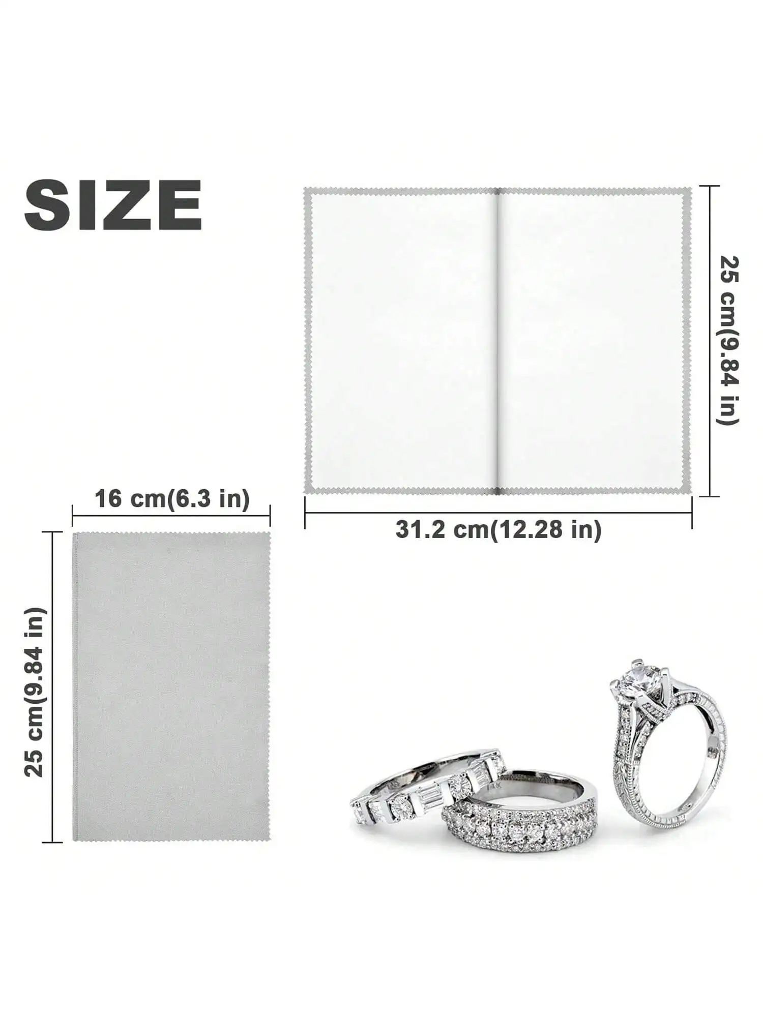 Pano de limpeza para polimento de joias multicamadas, grande 9,48x6,3 polegadas, para prata esterlina, ouro, diamante, platina, pedras preciosas, moedas