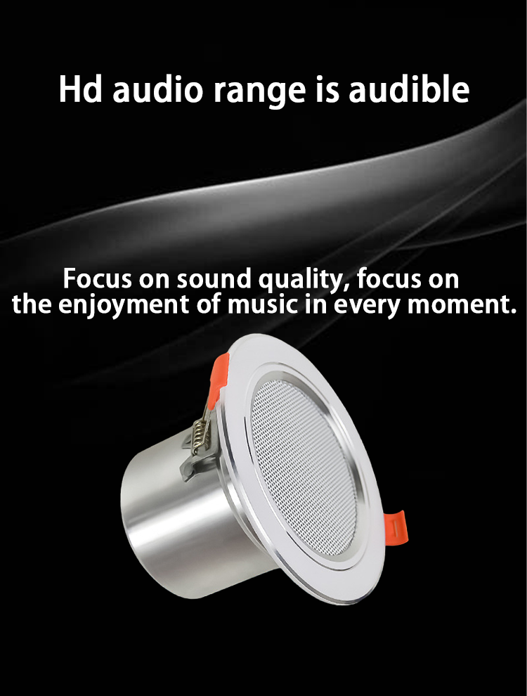 ลำโพงพื้นหลังติดเพดานขนาด3นิ้ว10W ระบบเสียงดนตรีสำหรับห้องน้ำกันความชื้นอลูมิเนียมแฟชั่นคุณภาพเสียงดี