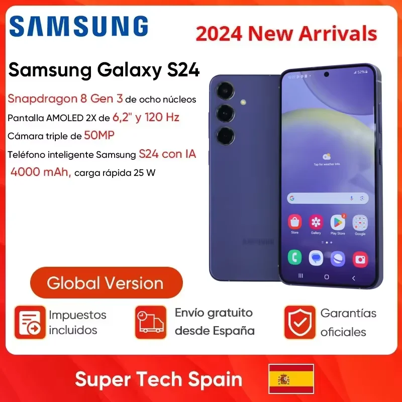 2024 Neues Samsung Galaxy S24 5G AI Smartphone Snapdragon 8 Gen 3 6,2" 120Hz AMOLED 2X Display 50MP Qual Kamera Handy 25W