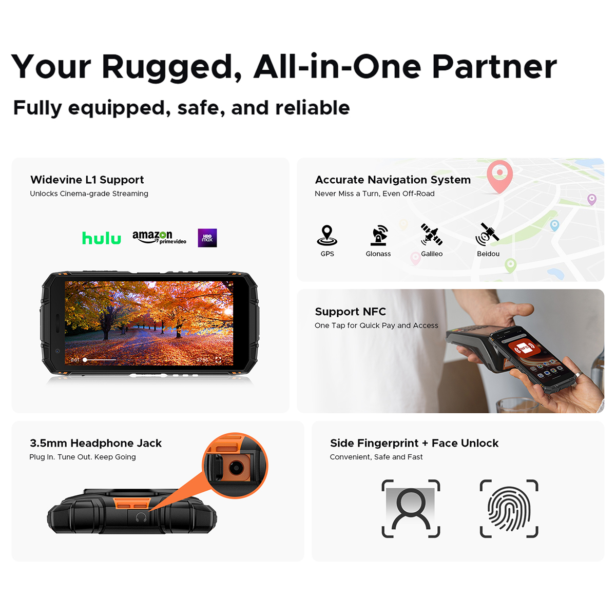 Novo smartphone ultrarresistente Doogee Fire 3 2025, 5G, 5,5" HD, 24 GB de RAM, 256 GB de ROM, telefone celular com Android 15 NFC, 8350 mAh, portátil