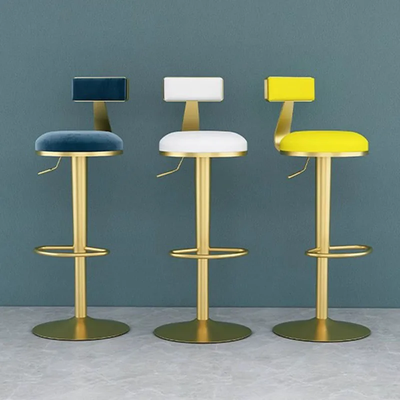 Hochwertige verstellbare Bar stühle Metall runder Samt drehbarer nordischer Stuhl moderne bequeme Taburete Alt Wohn möbel