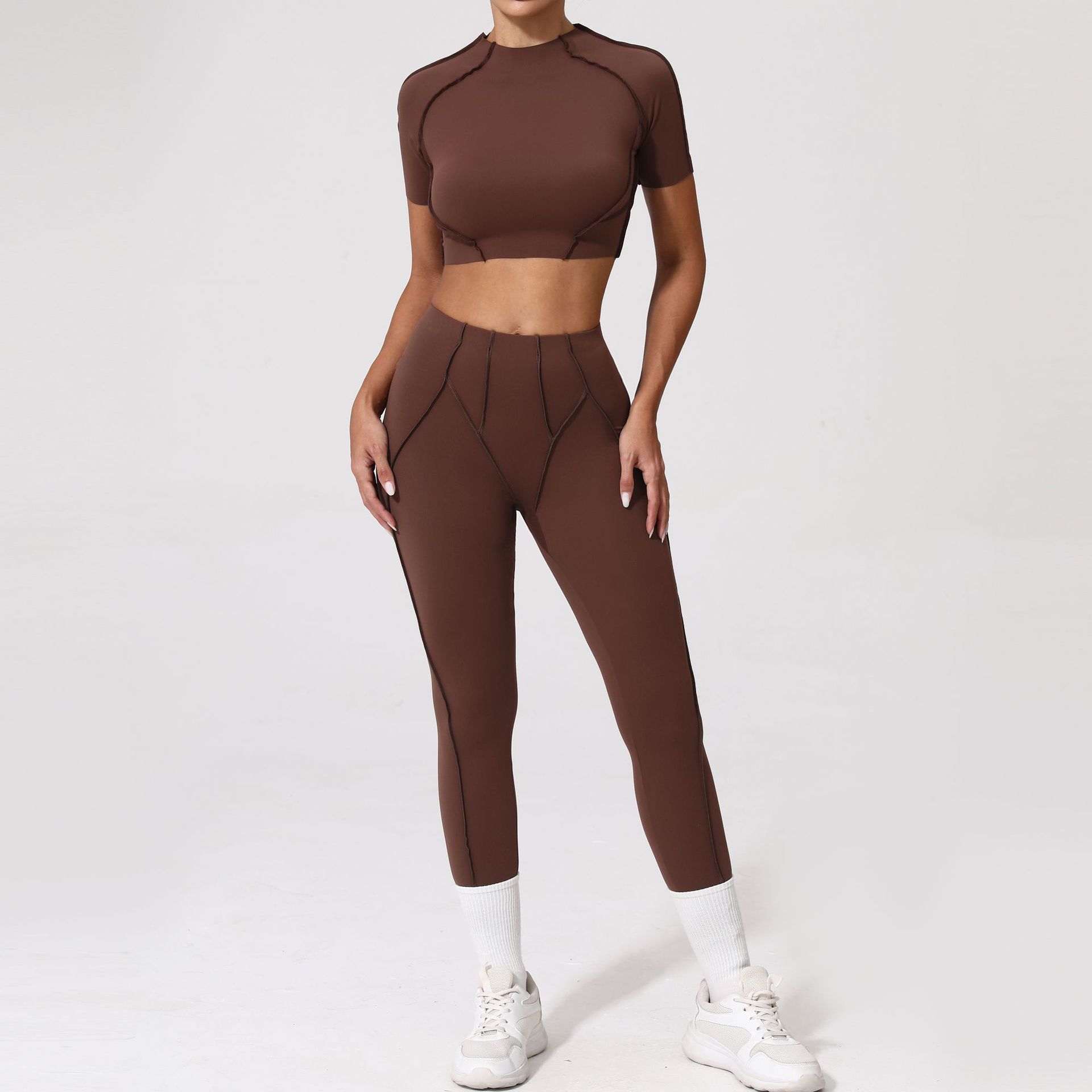 Conjuntos de Yoga sin costuras para mujer, pantalones moldeadores de cintura alta para levantamiento de cadera, traje con sujetador sin espalda, mallas de entrenamiento para gimnasio