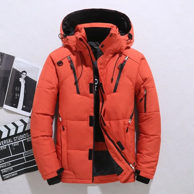 Winter heren donsjack Hoogwaardige witte eendendonsjas -20 graden winddichte jas Heren Casual warme dikke donsparka's met capuchon
