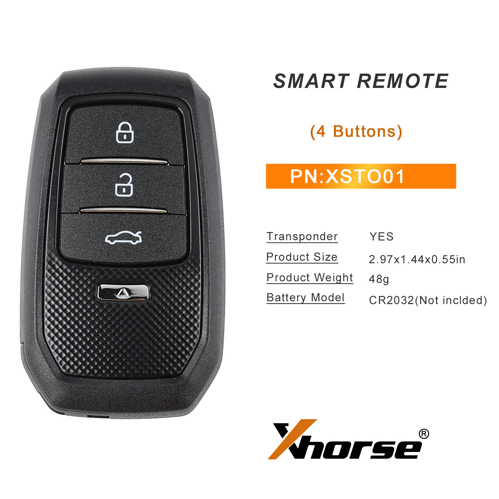 1 PÇS/LOTE Xhorse XSTO01EN TOY.T para Toyota XM38 Chave Inteligente com Suporte de Chave Shell 4D 8A 4A