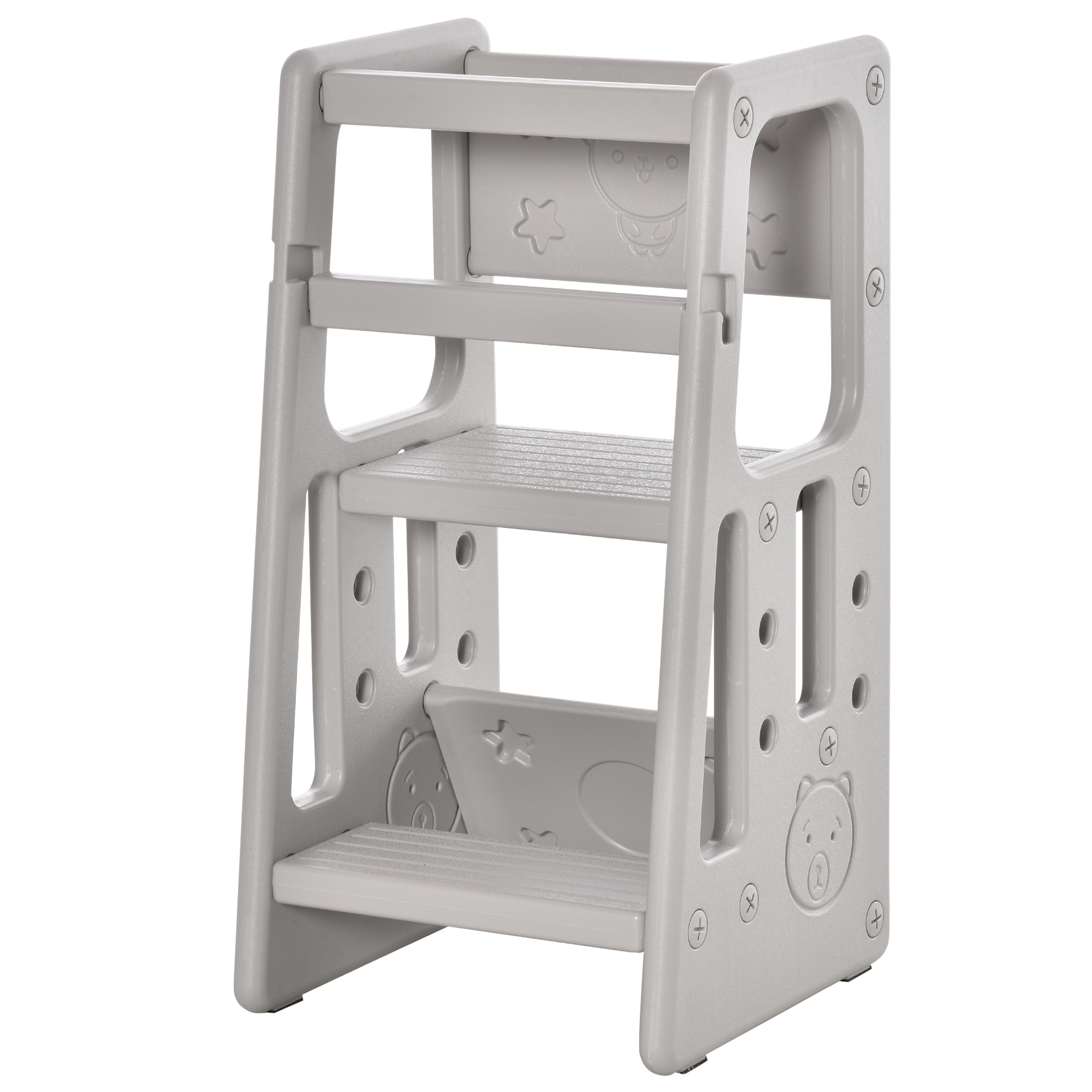 HOMCOM Torre de Aprendizaje para Niños con Altura Ajustable 47x47x90 cm Gris
