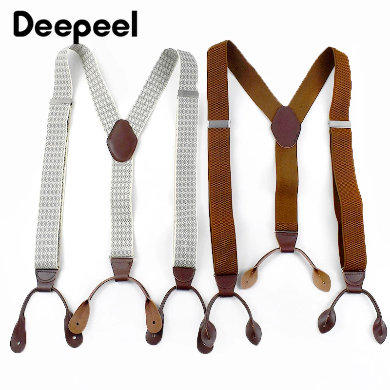 Tirantes para adultos para hombre, 35mm de ancho, 6 Clips, botón, correa elástica, tirantes para hombre, traje, pantalones, suspensorio, accesorios de arnés, 1 ud.