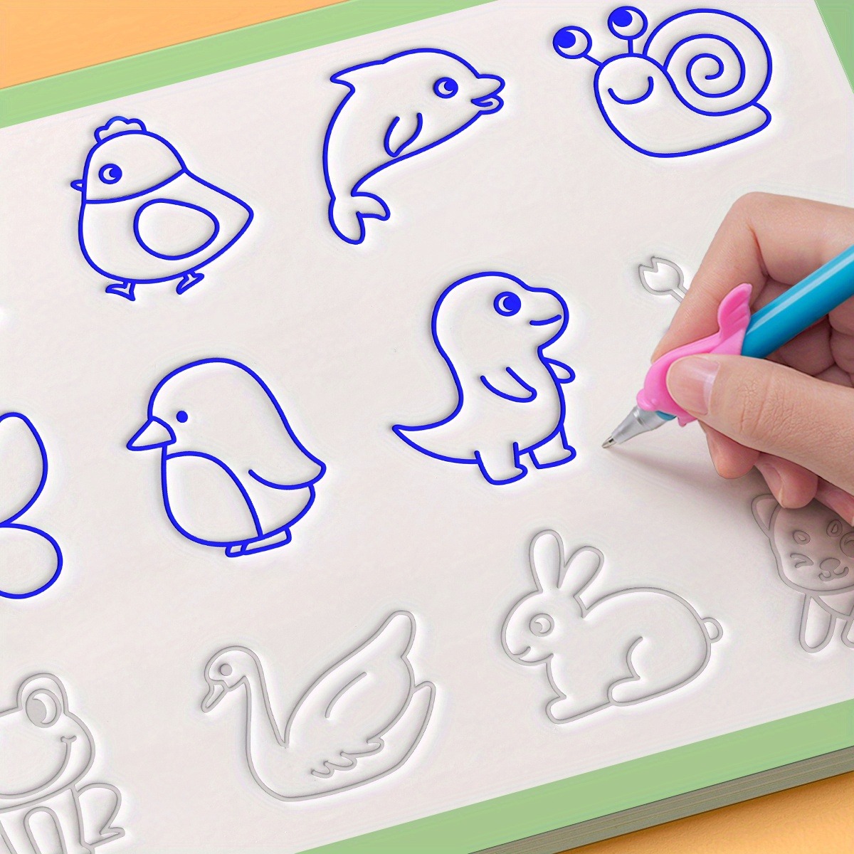 Quaderno magico Libro da disegno con scanalature per bambini Scuola materna 3-8 anni Disegno per bambini Pratica di base Libro con scanalature