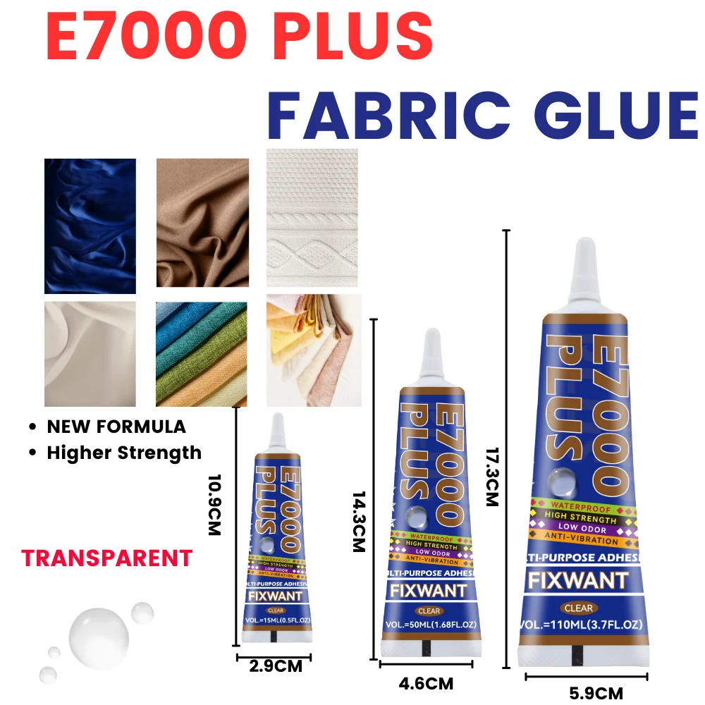 Colla multiuso E7000 PLUS: forte legame flessibile per tessuti, pelle, metallo, plastica, legno, gioielli fai da te e riparazioni