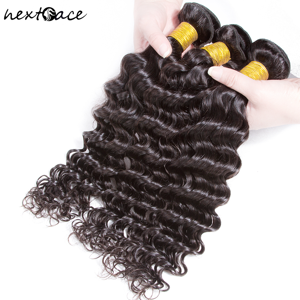 NextFace-Bundles de cheveux brésiliens Deep Wave, Bundles de cheveux humains, Bouclés profonds, Qualité 10A, Optique, Tissage de cheveux