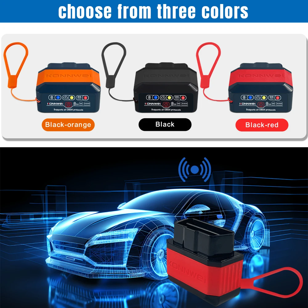 KONNWEI KW905 ELM327 V1.5 OBD2 escáneres Bluetooth 5,0 para Android/IOS ELM 327 OBD 2 herramienta de diagnóstico de coche lector de código