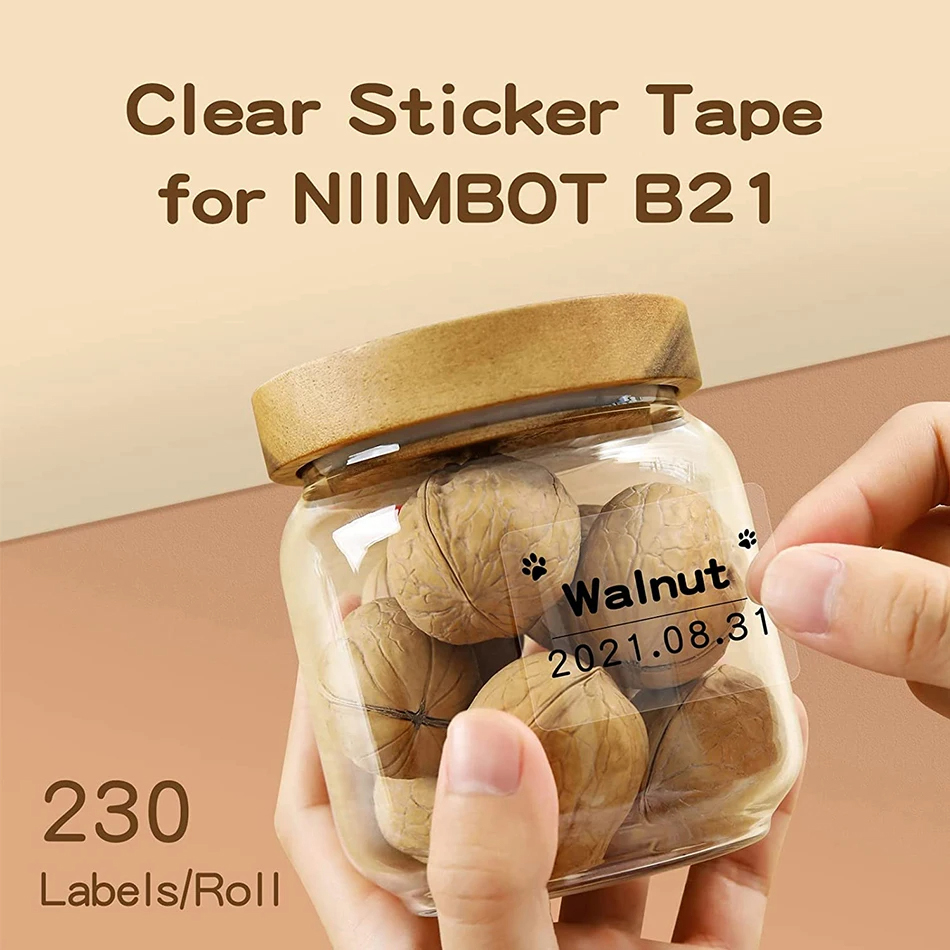 Niimbot สติ๊กเกอร์ติดฉลากแบบใสสำหรับ B1/B21เครื่องพิมพ์แบบพกพา