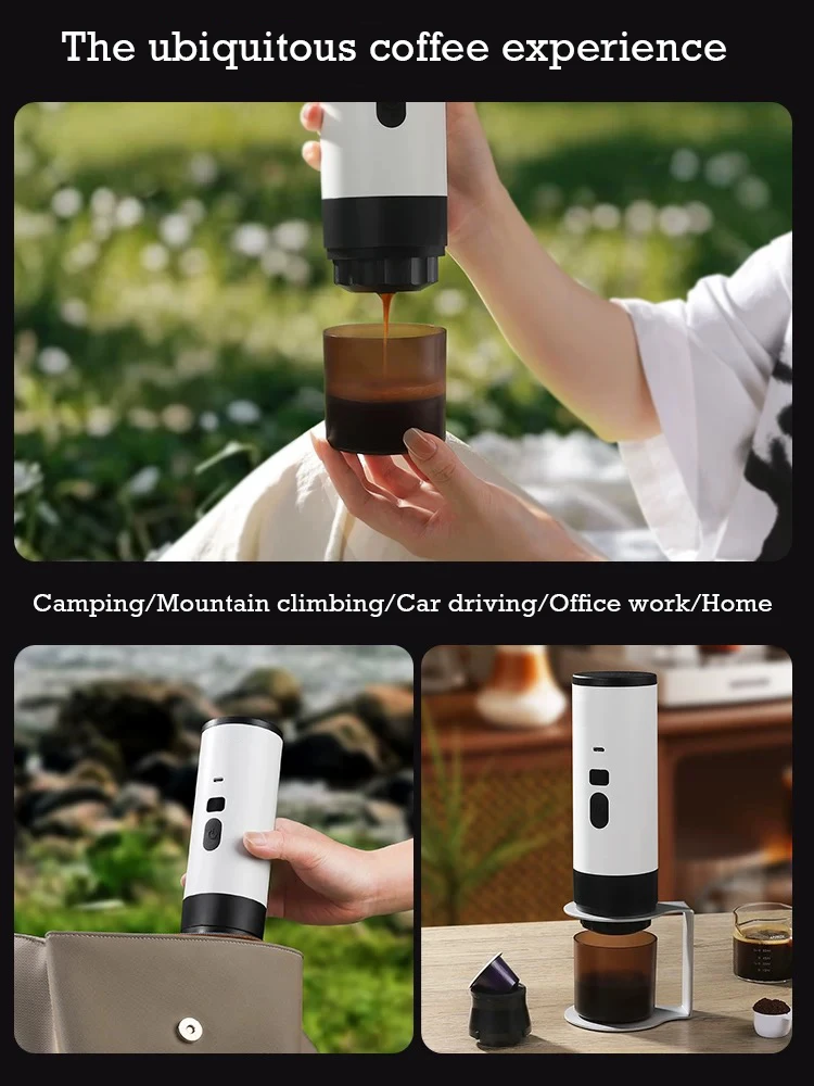 Cafetera portátil inalámbrica para acampar y coche, cafetera portátil con pantalla Digital, cafetera Espresso portátil 3 en 1