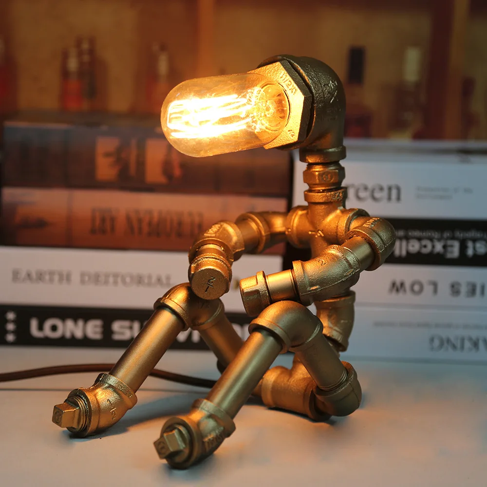 Amerikanische Retro Wasserpfeifenlampe Punk Roboter dekorative Tischlampe
