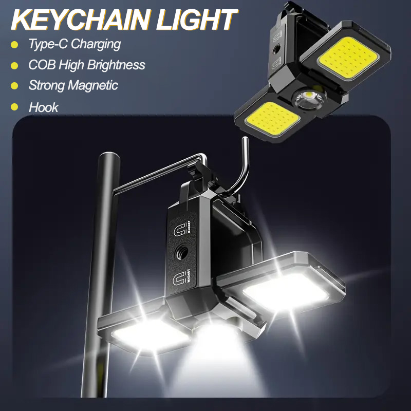 Linterna LED de alta potencia, luz de trabajo recargable por USB, resistente al agua, linterna para acampar, pesca, foco para exteriores