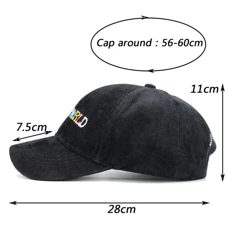 봄 가을 코듀로이 야구 모자 남성 여성 빈티지 ASTROWORLD 편지 수 놓은 모자 남여 조정 가능한 Snapback 힙합 모자