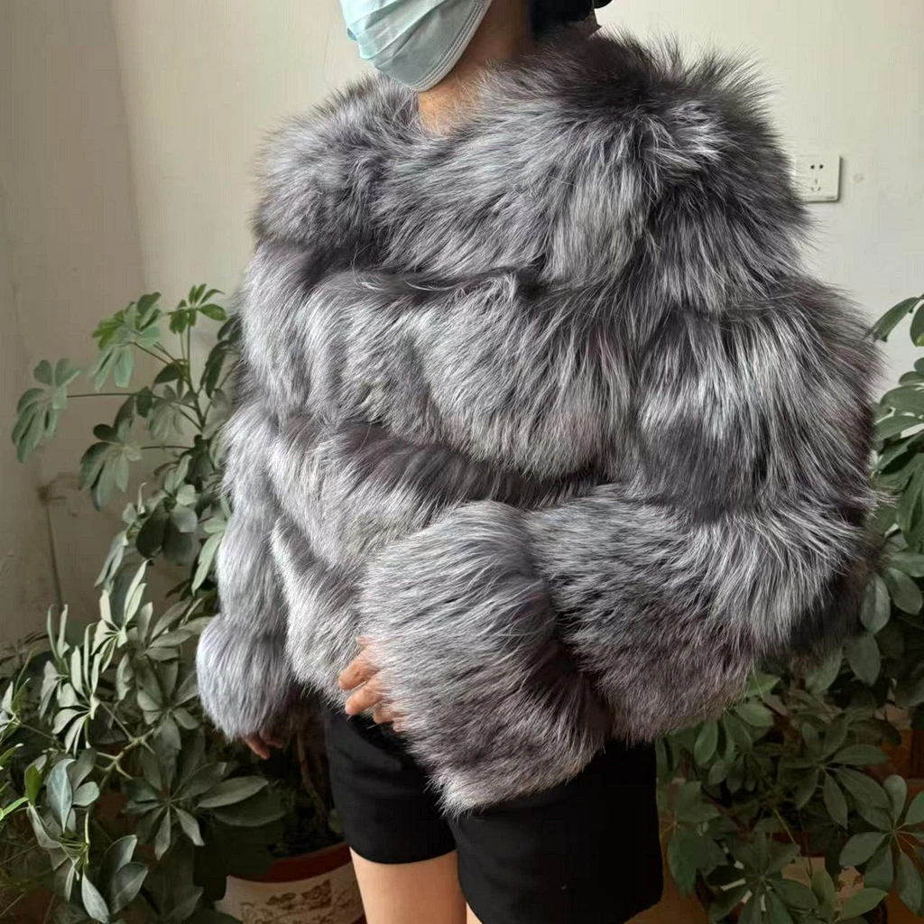 Wefurlena casaco de pele de raposa prateada jaqueta de inverno feminino casaco de pele de guaxinim natural rua quente manga longa jaquetas de luxo natural