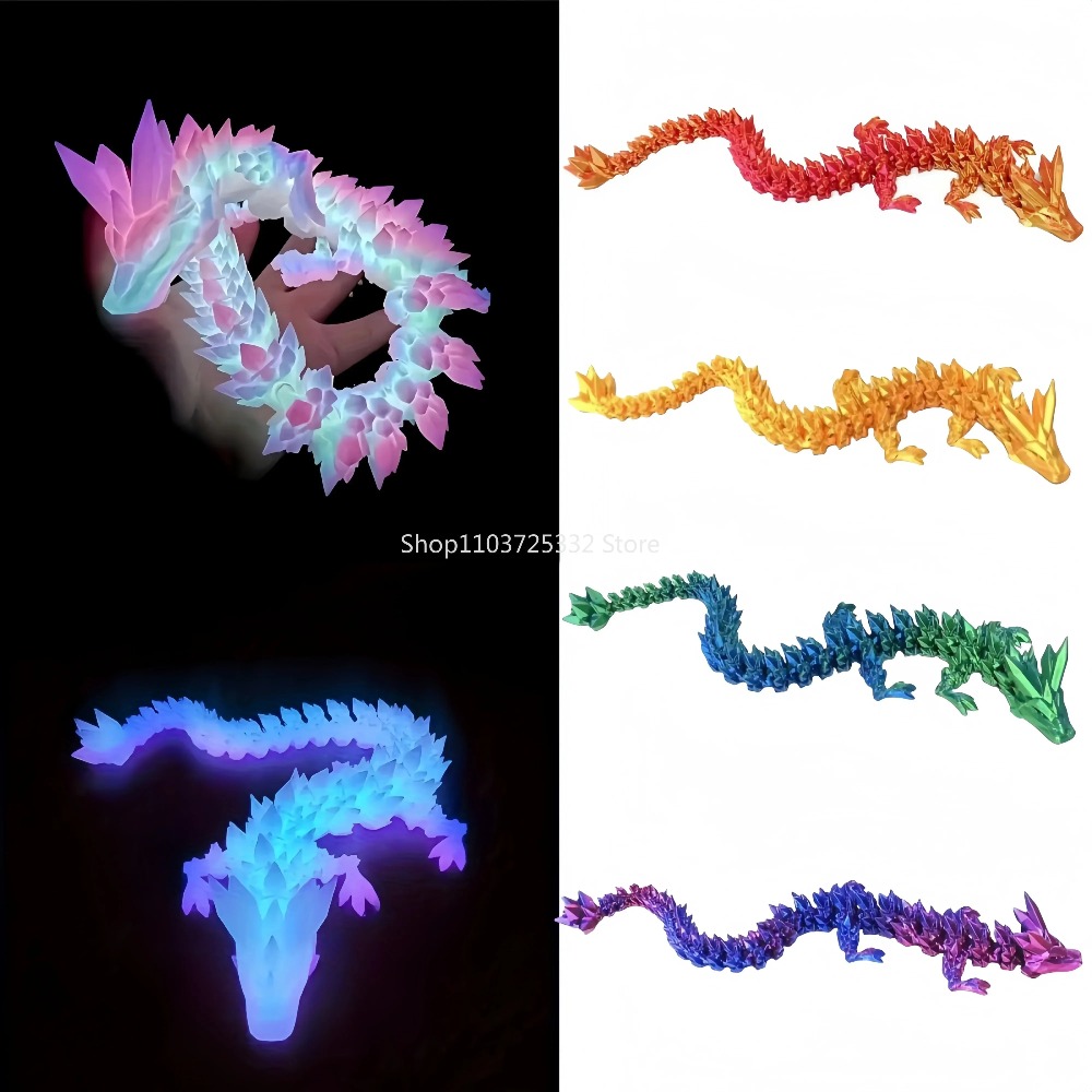 Juguete luminoso con estampado 3D de dragón que brilla en la oscuridad, dragón volador giratorio, ala articulada, adornos para el hogar y la Oficina, regalo para niños
