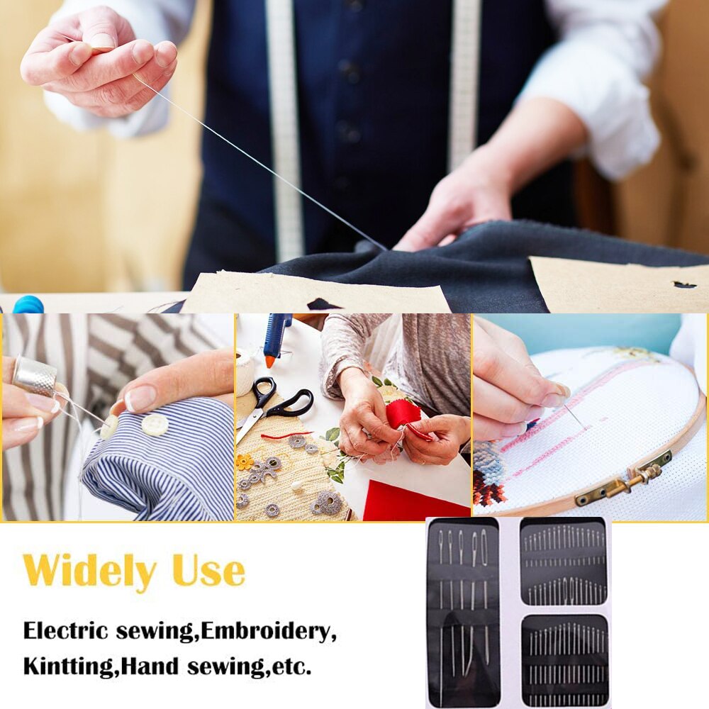 55 Pièces En Acier Inoxydable Big Eye Main Aiguilles à Coudre avec Différentes Tailles pour Couture Broderie Aiguilles