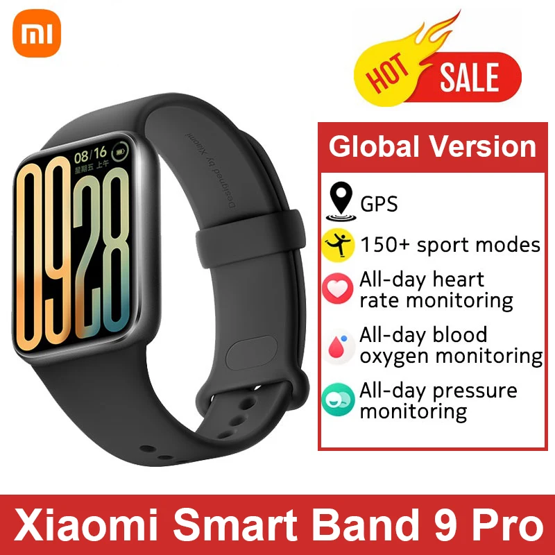 Глобальная версия Xiaomi Smart Band 9 Pro Smartband 1,74 дюйма AMOLED-дисплей Кислород в крови Спортивные GPS Смарт-часы Браслеты Mi Band