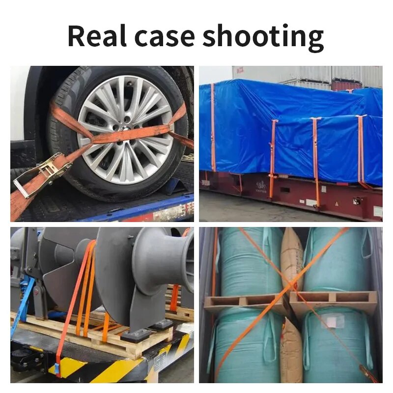 Correas de carga de amarre con hebilla de metal resistente para automóviles y camiones: cinturón de trinquete fuerte para transporte seguro de equipaje y carga